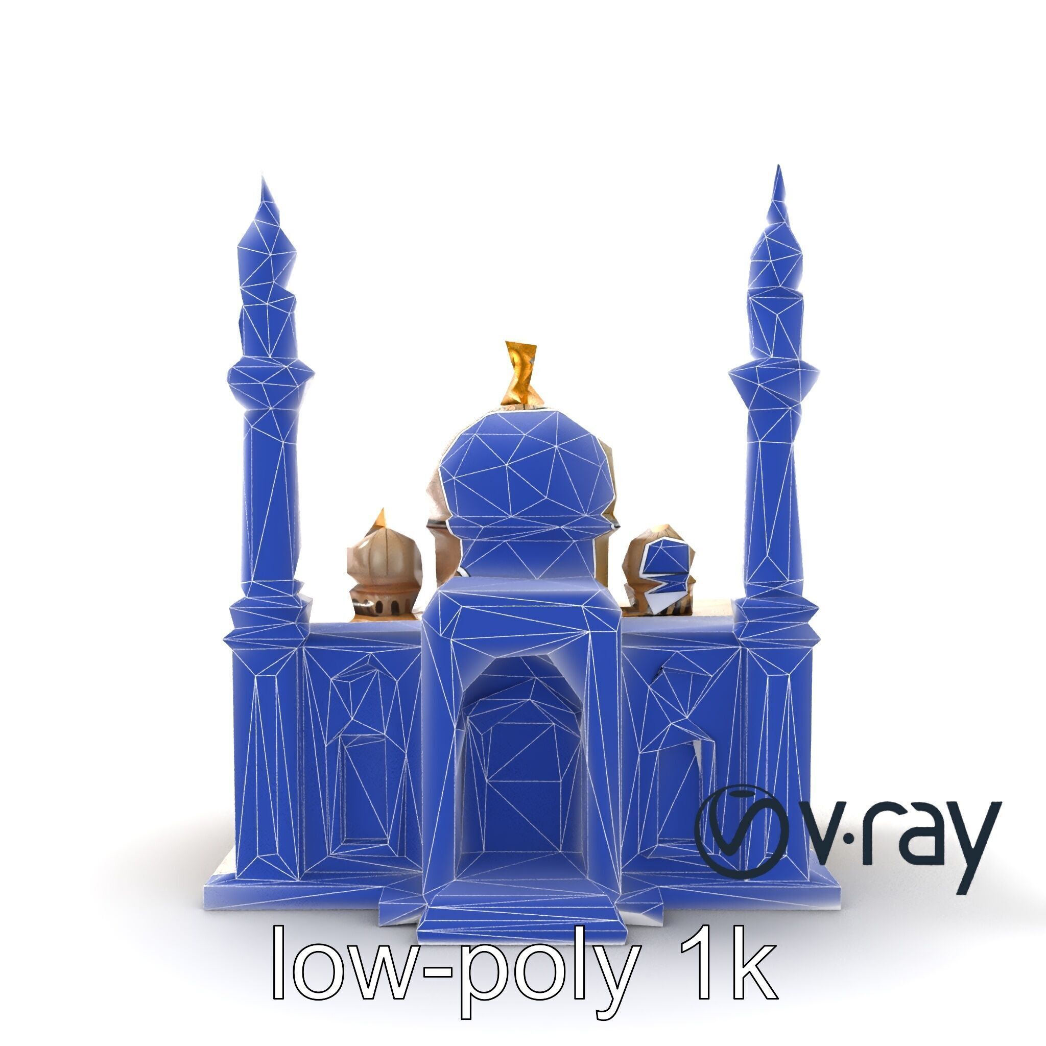 Symmetrical Stone Mosque Architecture model pack Low-poly 3D model_23