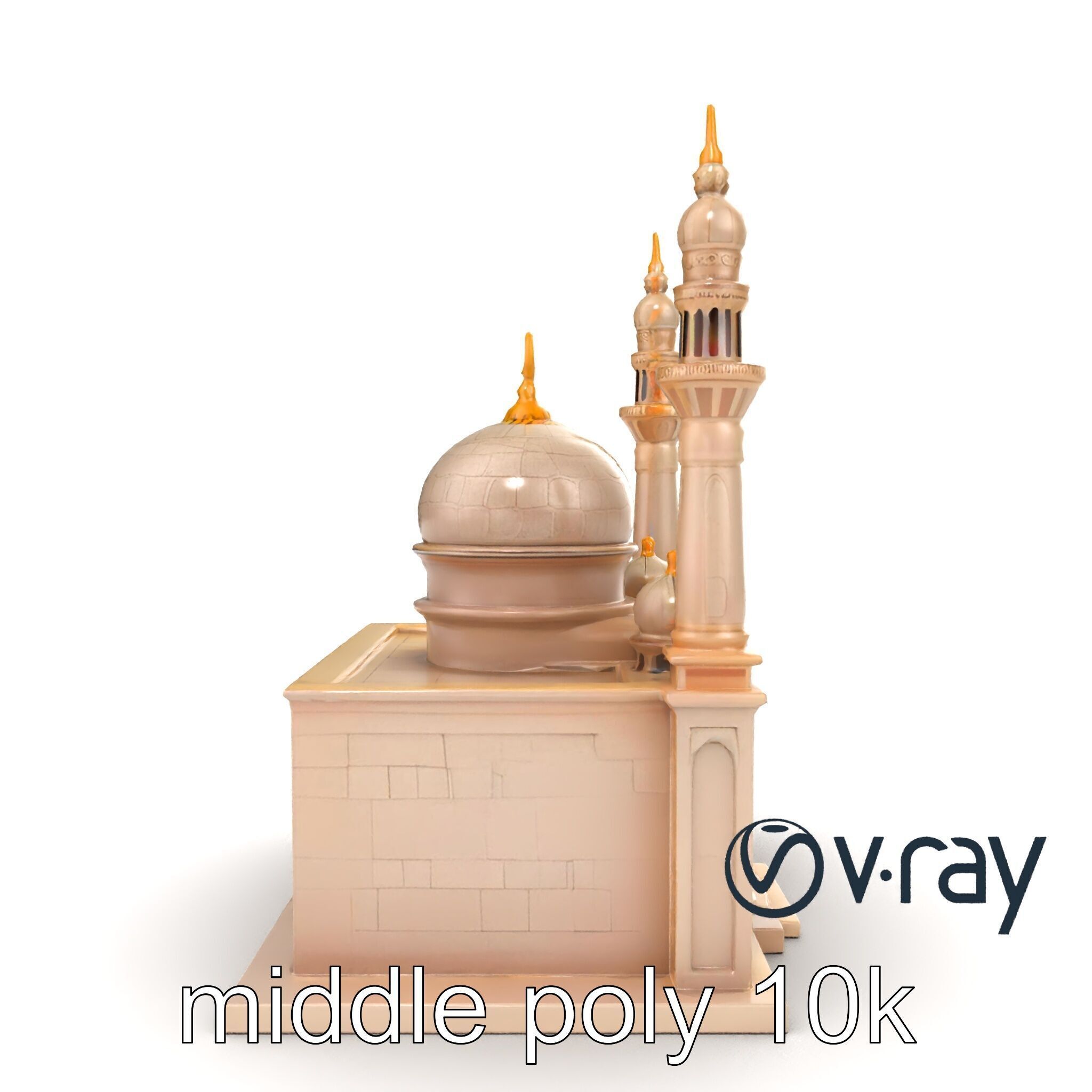 Symmetrical Stone Mosque Architecture model pack Low-poly 3D model_15