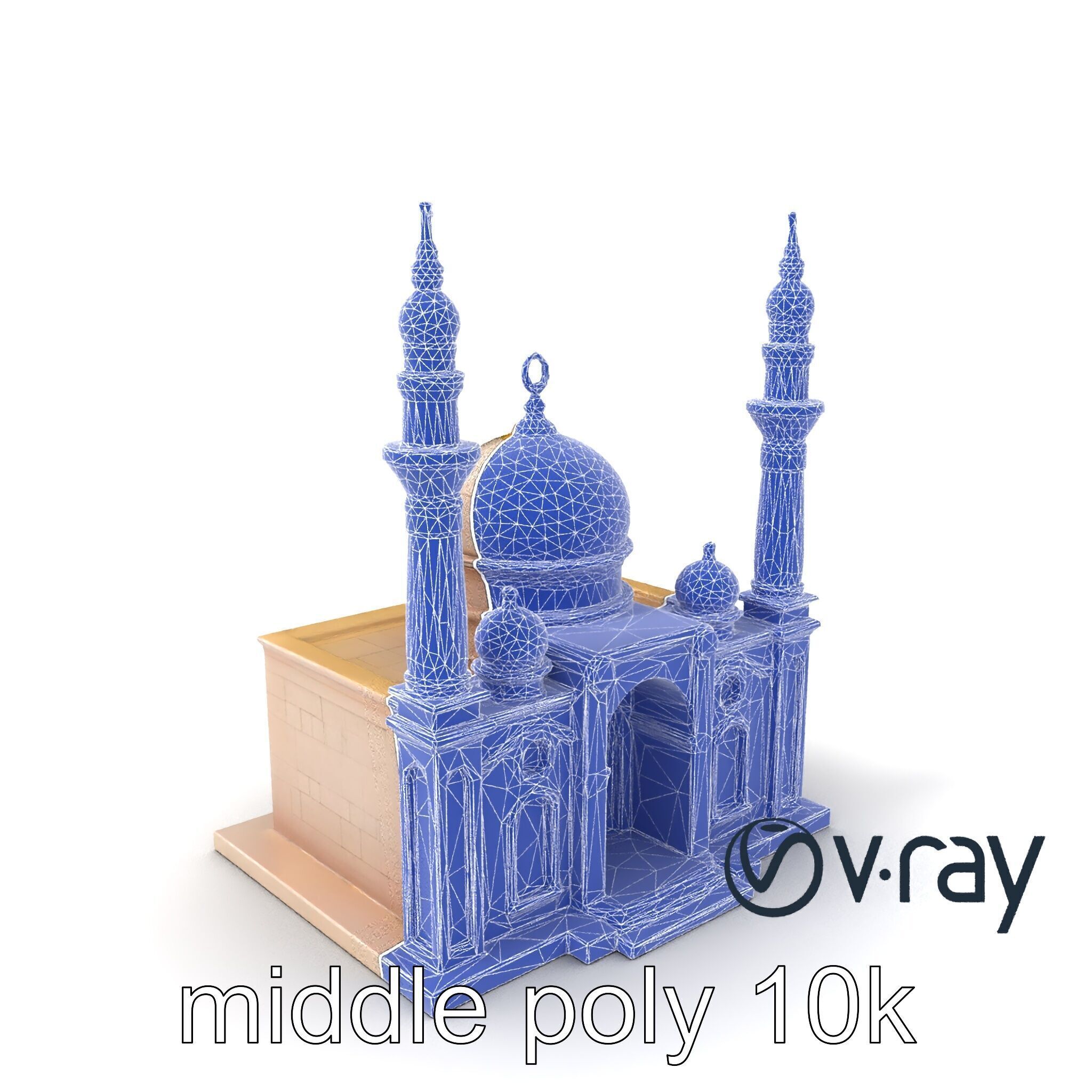 Symmetrical Stone Mosque Architecture model pack Low-poly 3D model_4