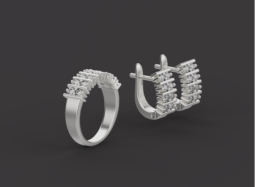 Ring and Earrings set 67174 3D print model_3