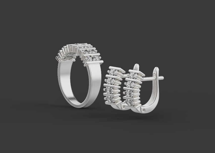 Ring and Earrings set 67174 3D print model_1