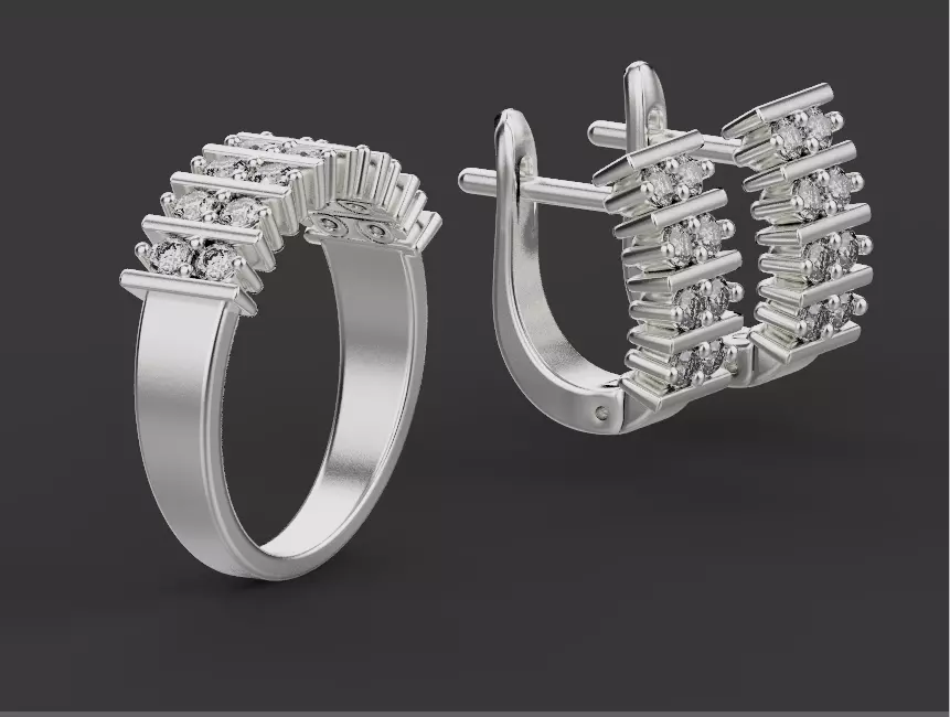 Ring and Earrings set 67174 3D print model_0