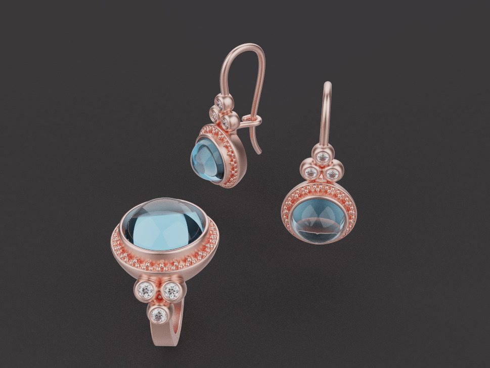 Ring and Earrings set 67132 3D print model_1