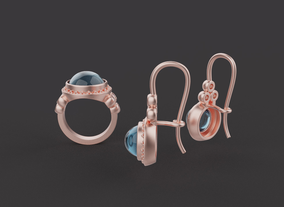 Ring and Earrings set 67132 3D print model_2