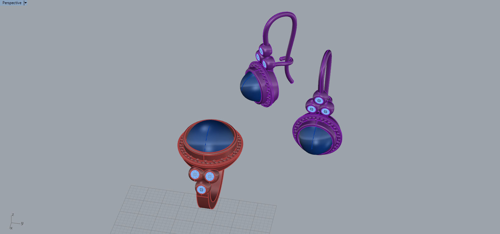 Ring and Earrings set 67132 3D print model_6