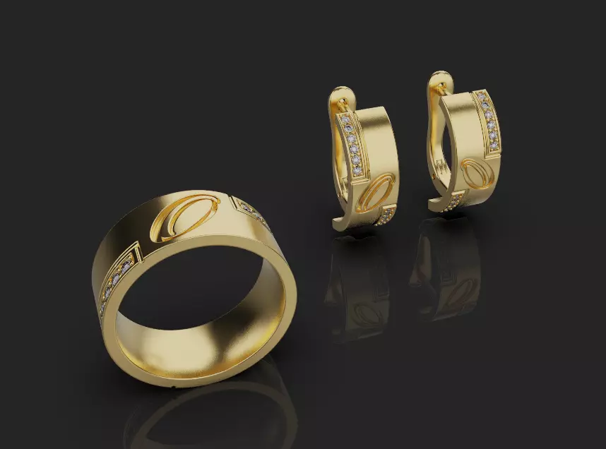 Ring and Earrings set 66924 3D print model_0
