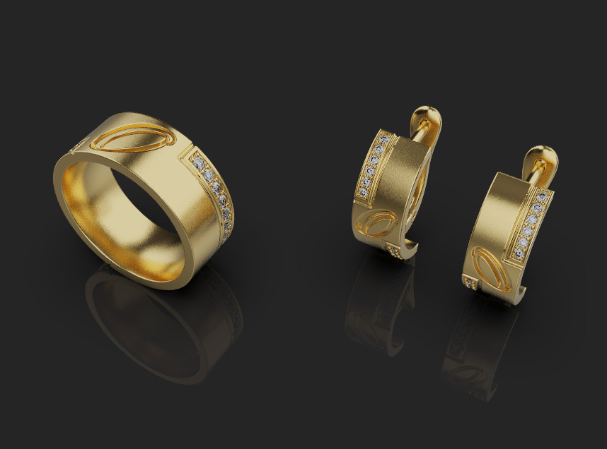 Ring and Earrings set 66924 3D print model_1
