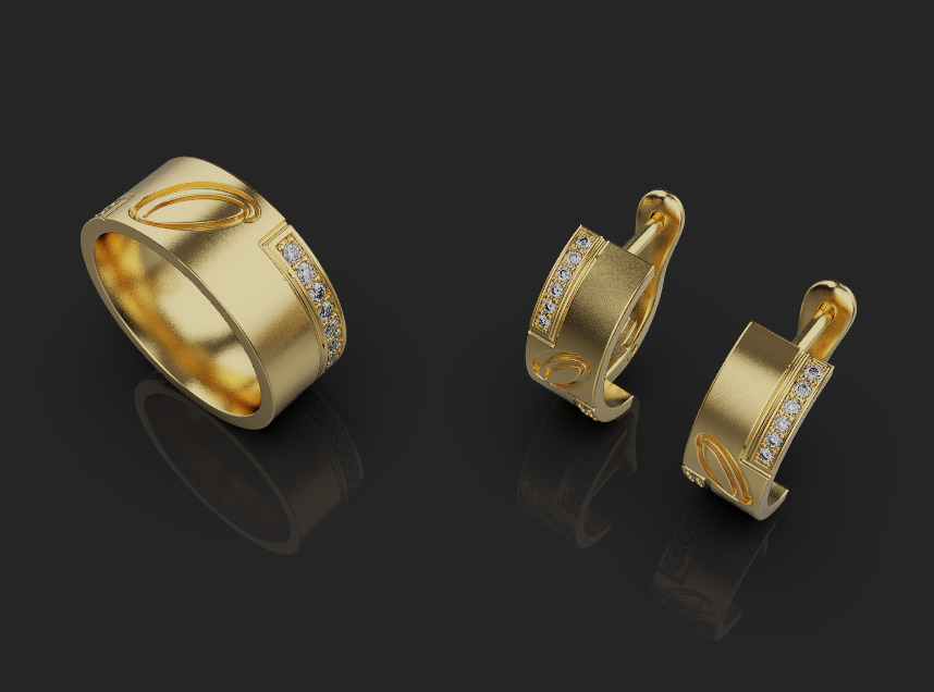 Ring and Earrings set 66924 3D print model_3