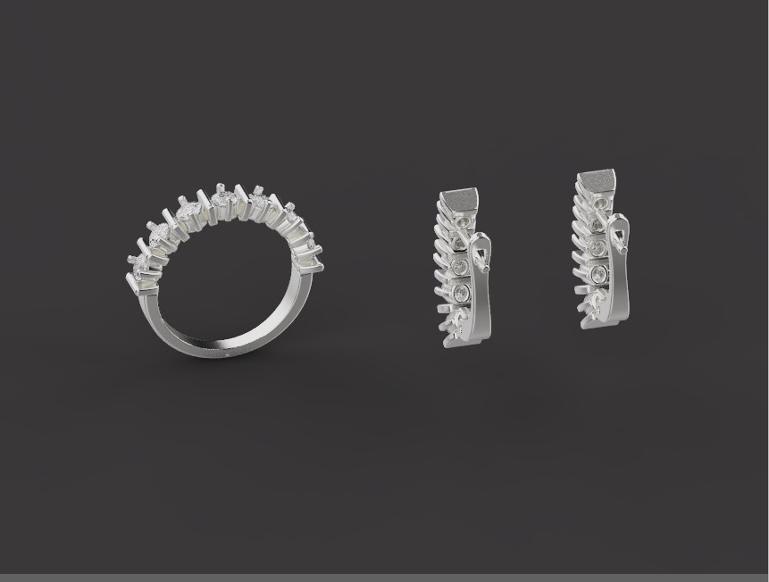 Ring and Earrings set 66855 3D print model_2