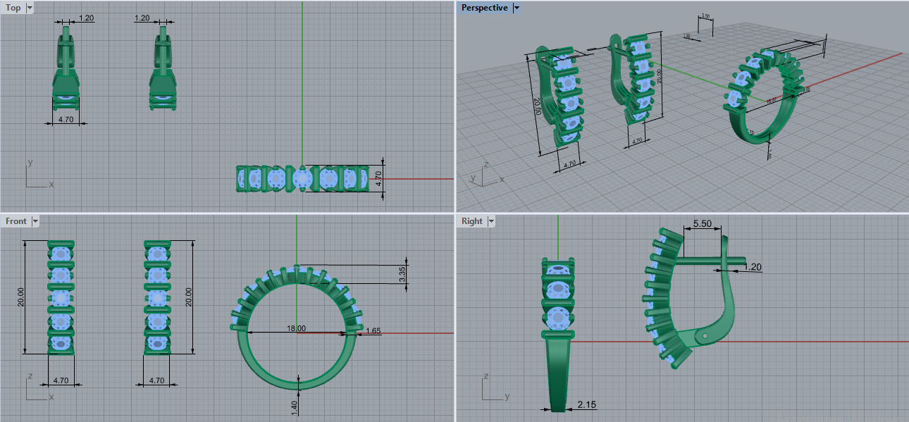 Ring and Earrings set 66855 3D print model_3