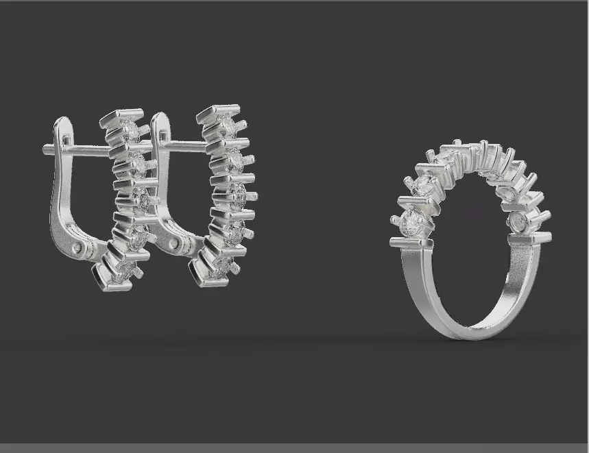 Ring and Earrings set 66855 3D print model_0