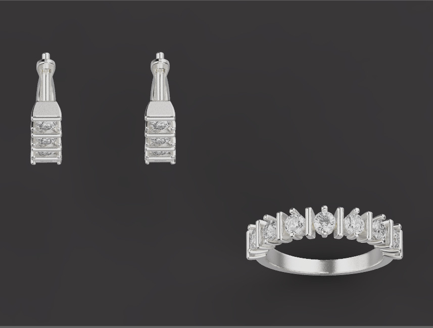 Ring and Earrings set 66855 3D print model_1