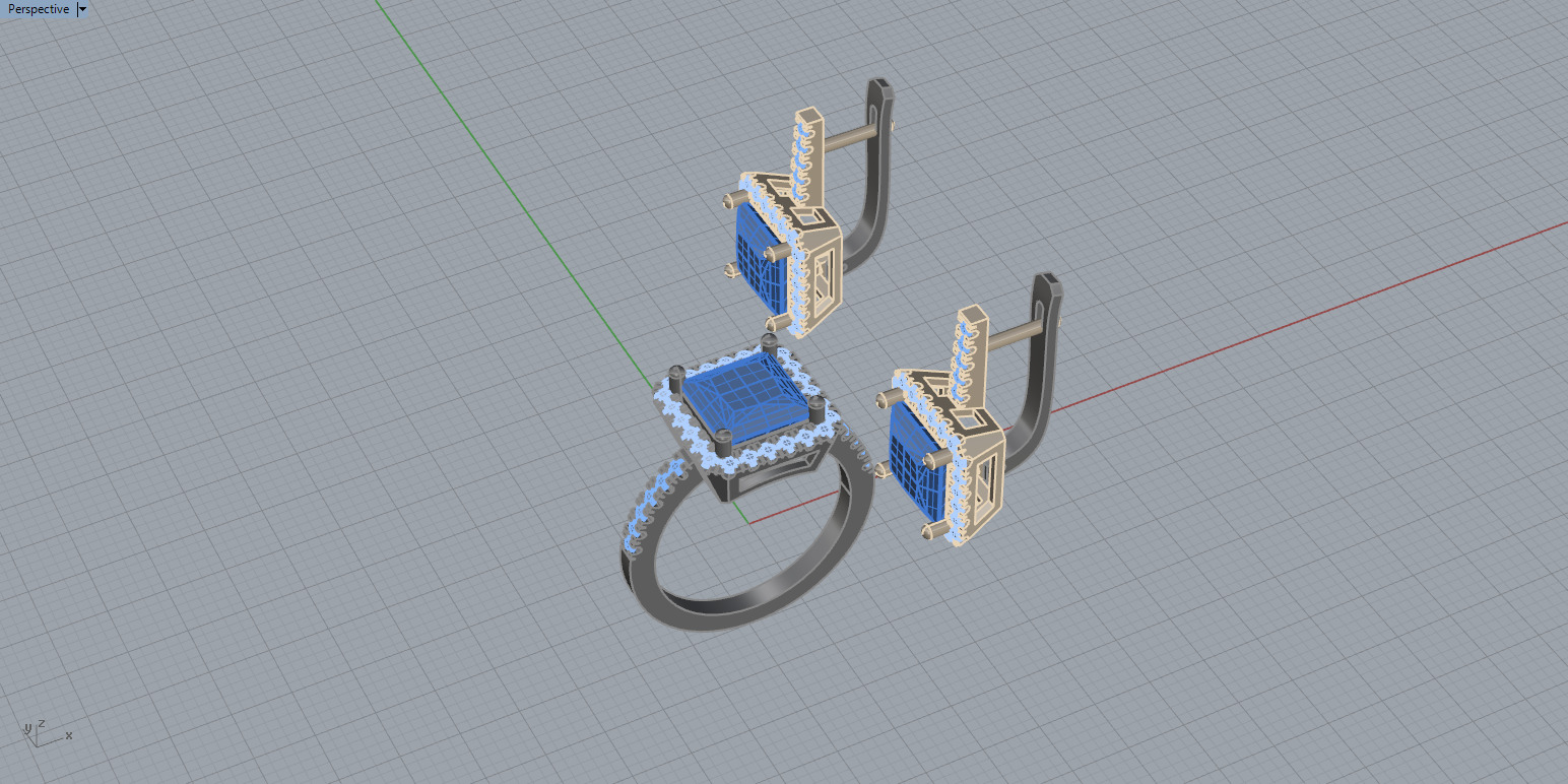 Ring and Earrings set 66511 3D print model_3