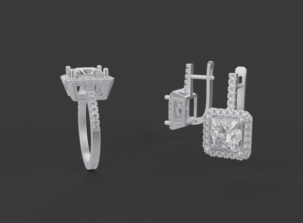 Ring and Earrings set 66511 3D print model_2