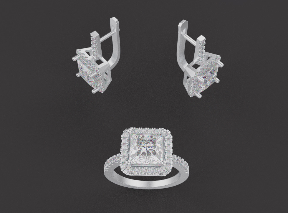 Ring and Earrings set 66511 3D print model_1