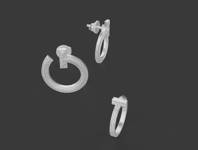 Nail Ring and Earrings set 66474
