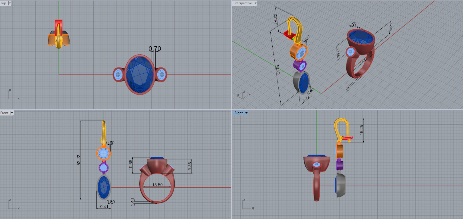 Ring and Earrings set 66156 3D print model_7
