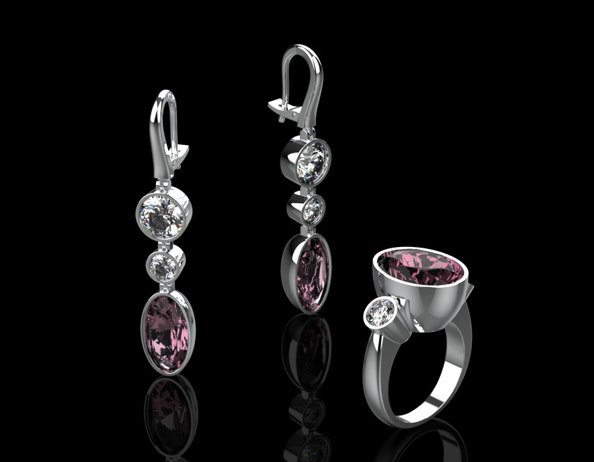 Ring and Earrings set 66156 3D print model_3