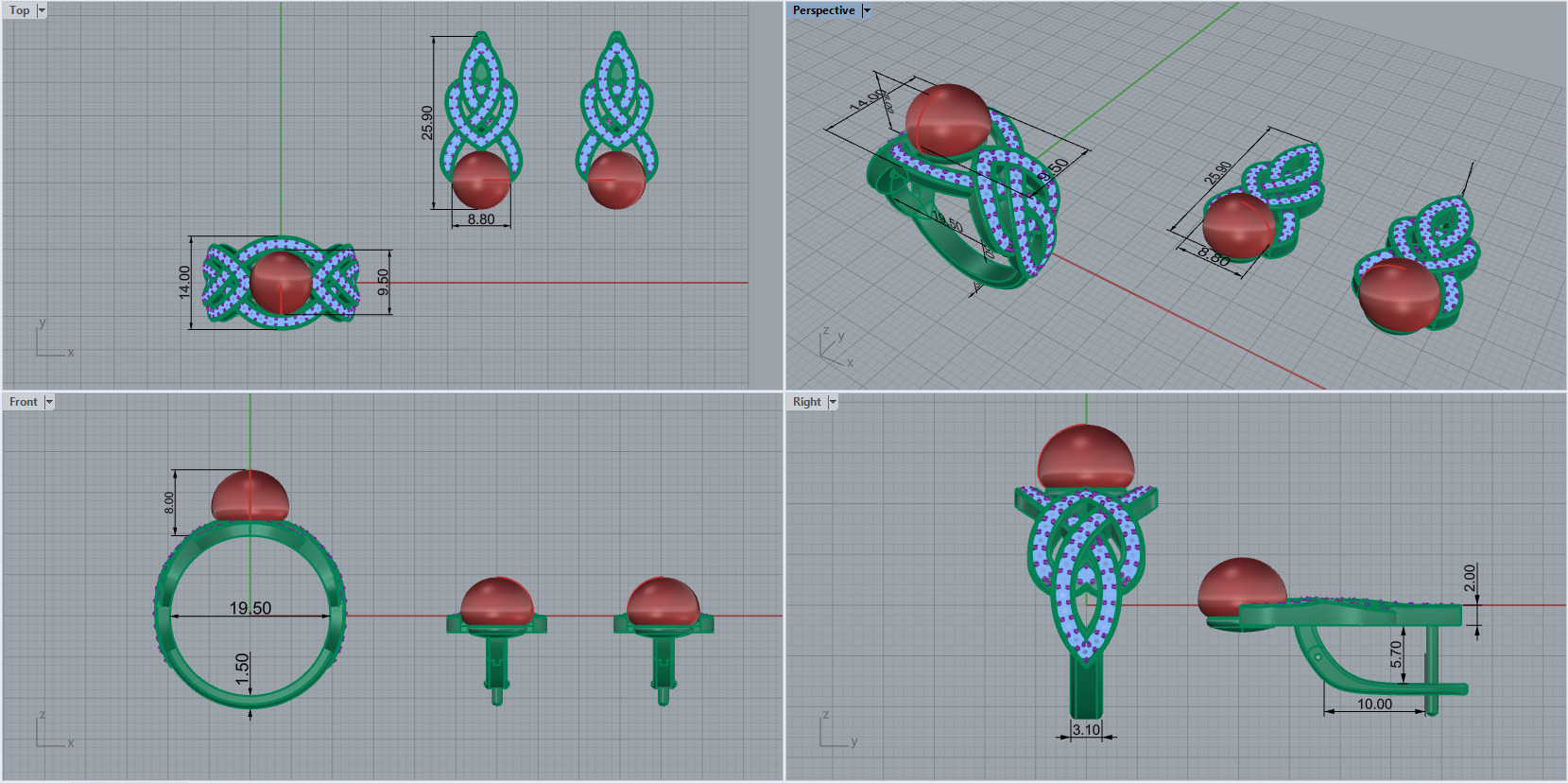 Ring and Earrings set 65958 3D print model_5