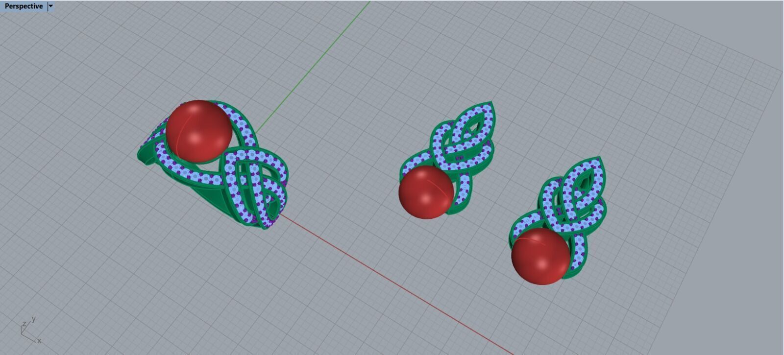 Ring and Earrings set 65958 3D print model_6