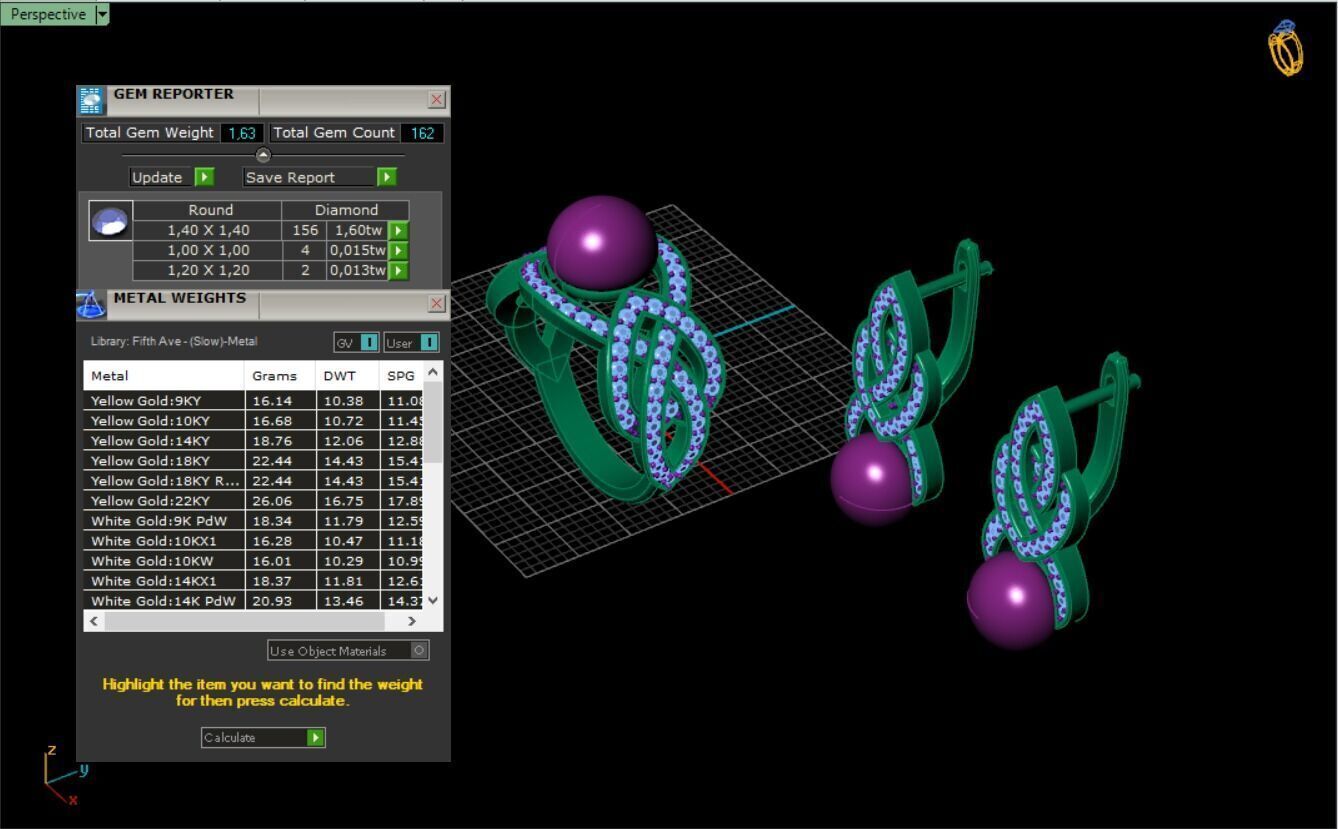 Ring and Earrings set 65958 3D print model_8