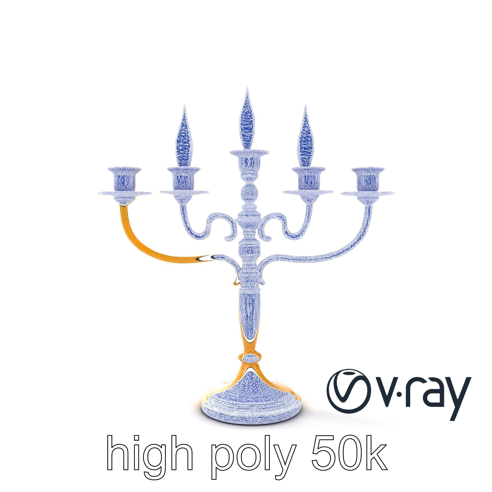 Elegant Brass Candelabra with Curved Arms model pack Low-poly 3D model_31