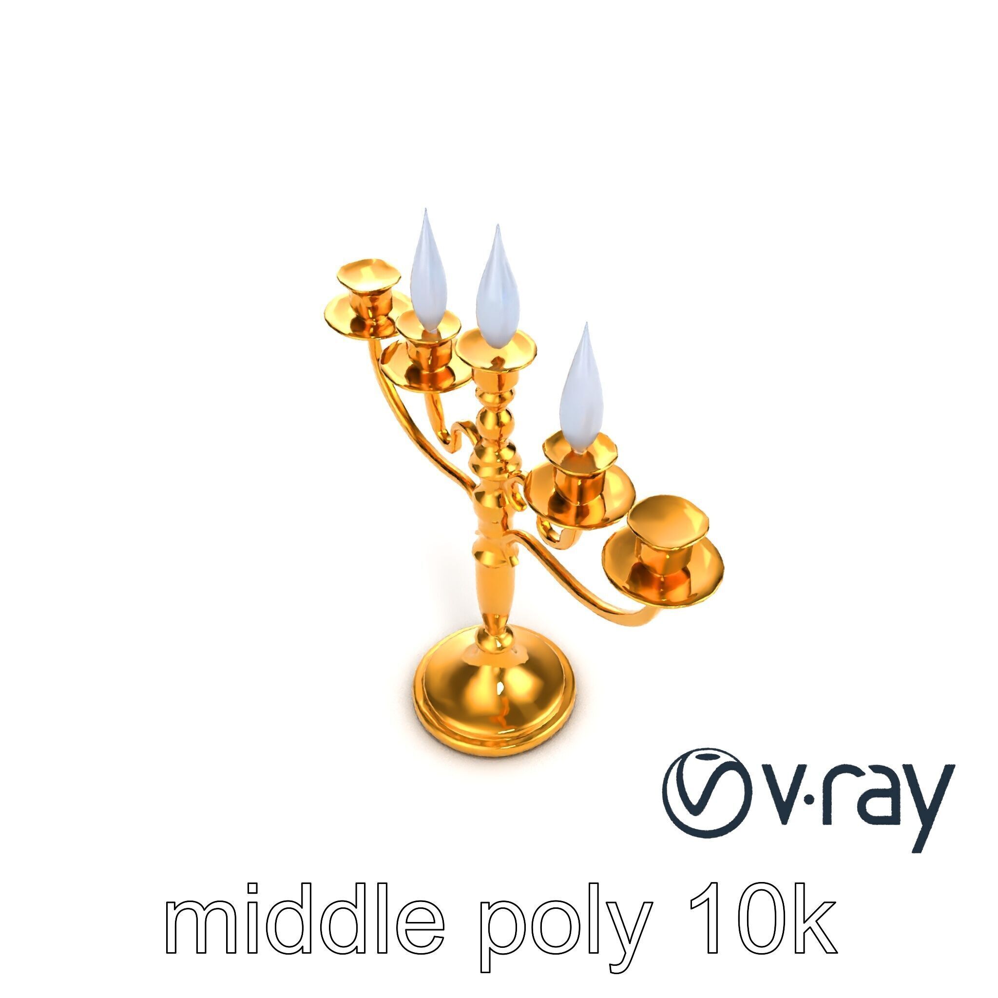 Elegant Brass Candelabra with Curved Arms model pack Low-poly 3D model_7