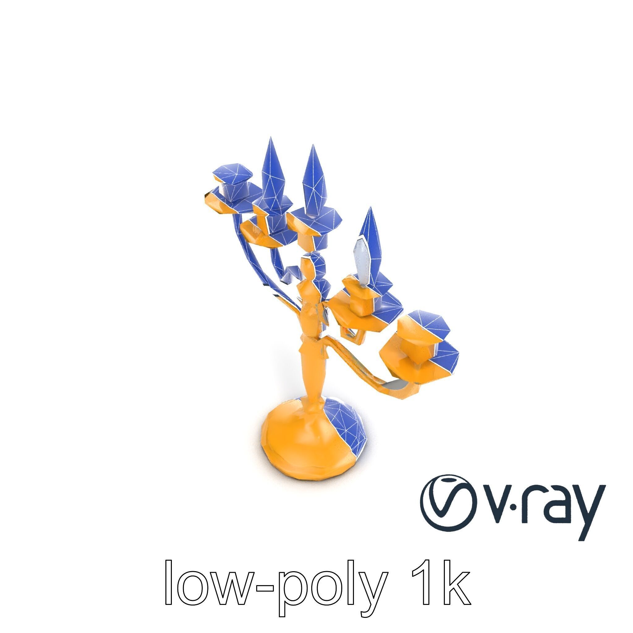 Elegant Brass Candelabra with Curved Arms model pack Low-poly 3D model_21