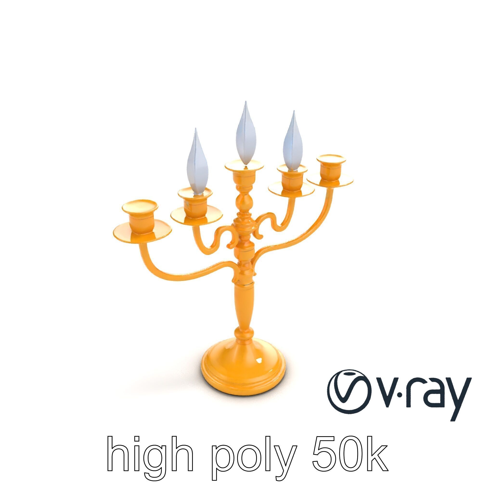 Elegant Brass Candelabra with Curved Arms model pack Low-poly 3D model_9