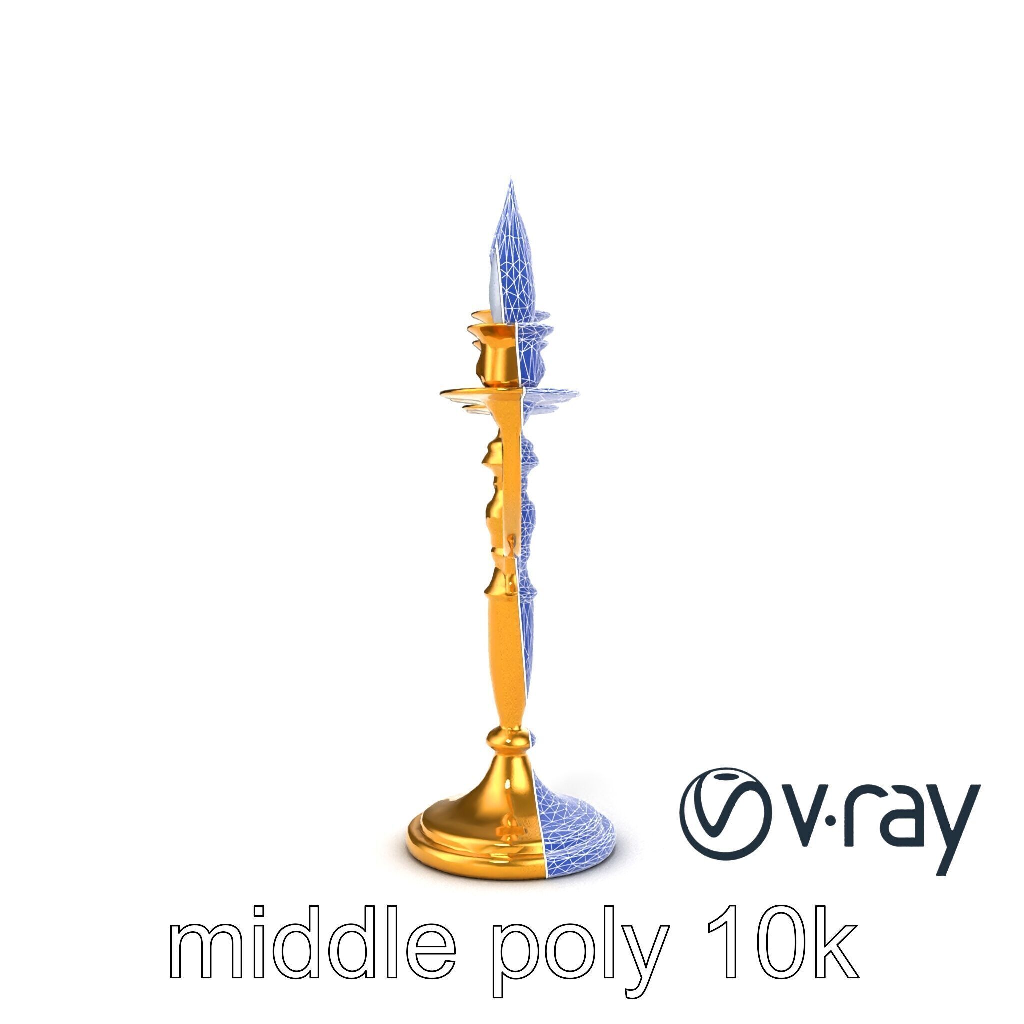 Elegant Brass Candelabra with Curved Arms model pack Low-poly 3D model_15