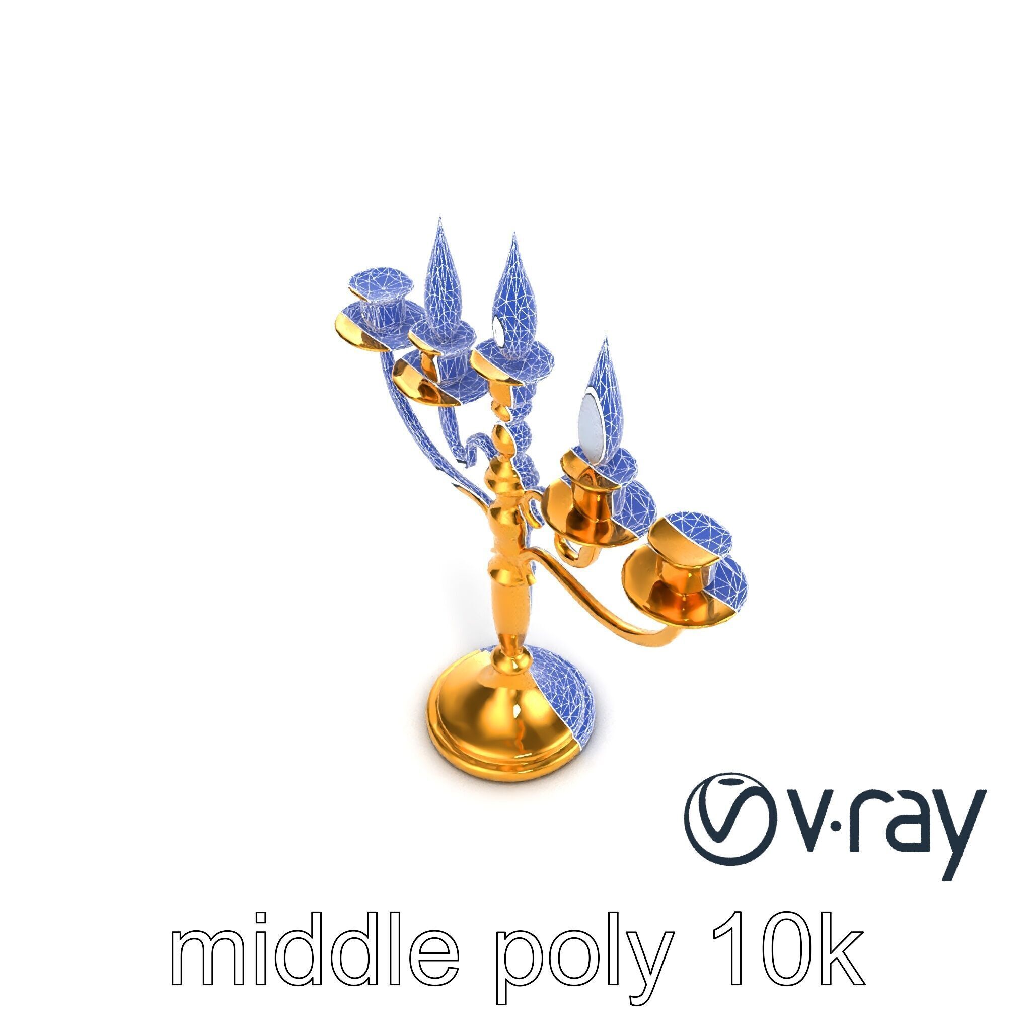 Elegant Brass Candelabra with Curved Arms model pack Low-poly 3D model_29
