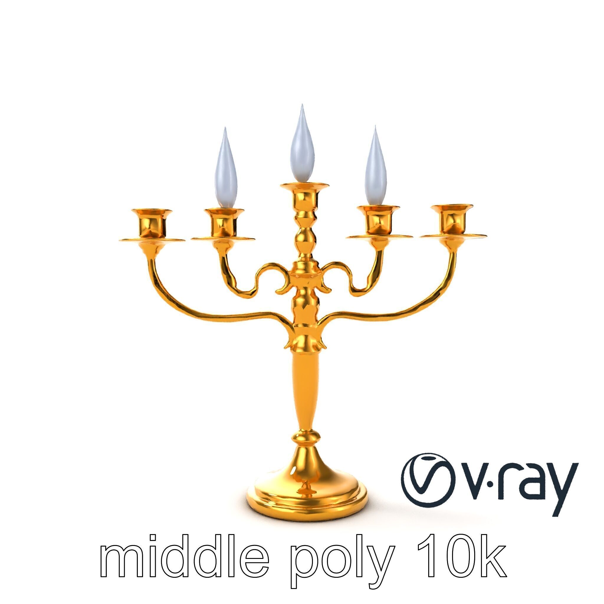 Elegant Brass Candelabra with Curved Arms model pack Low-poly 3D model_27