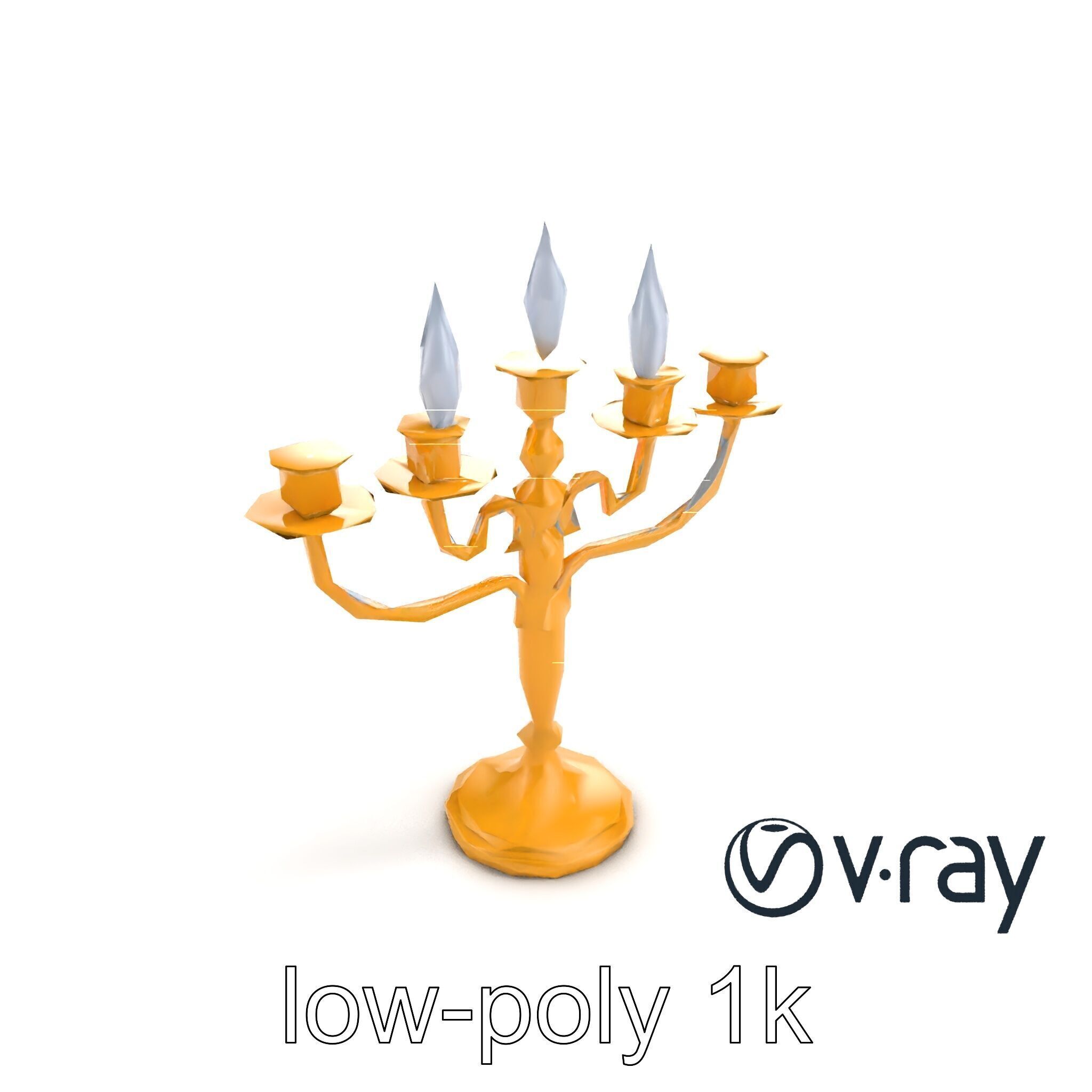 Elegant Brass Candelabra with Curved Arms model pack Low-poly 3D model_5