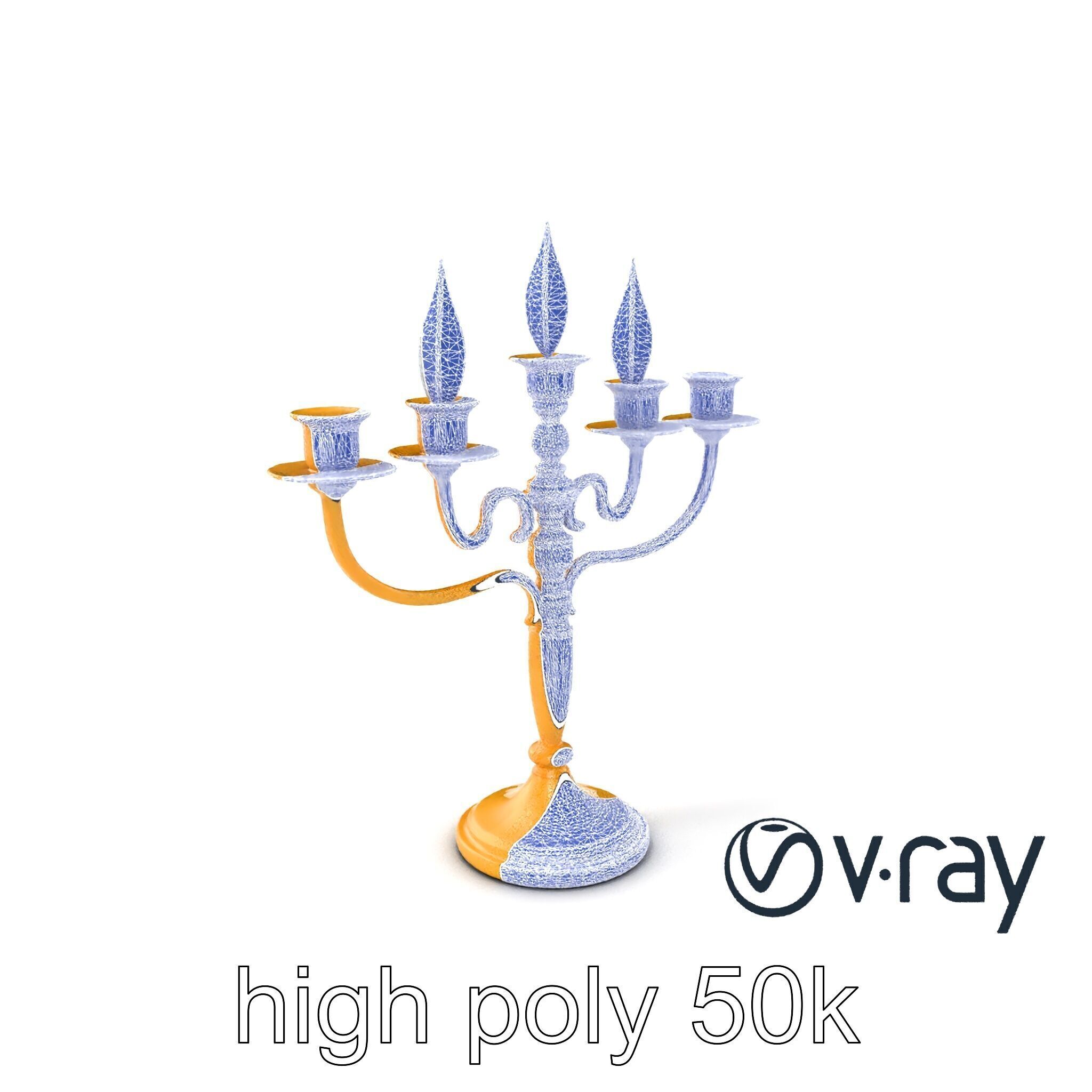 Elegant Brass Candelabra with Curved Arms model pack Low-poly 3D model_24