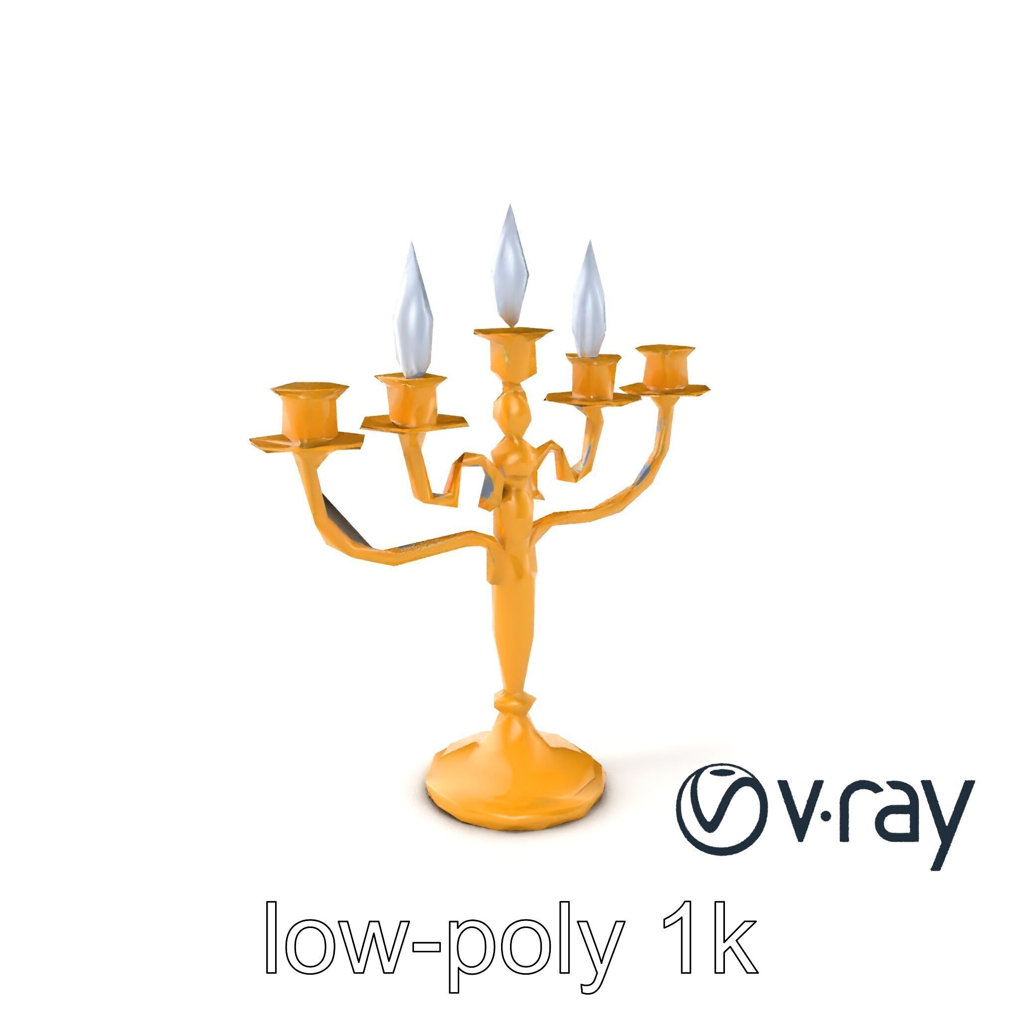 Elegant Brass Candelabra with Curved Arms model pack Low-poly 3D model_2