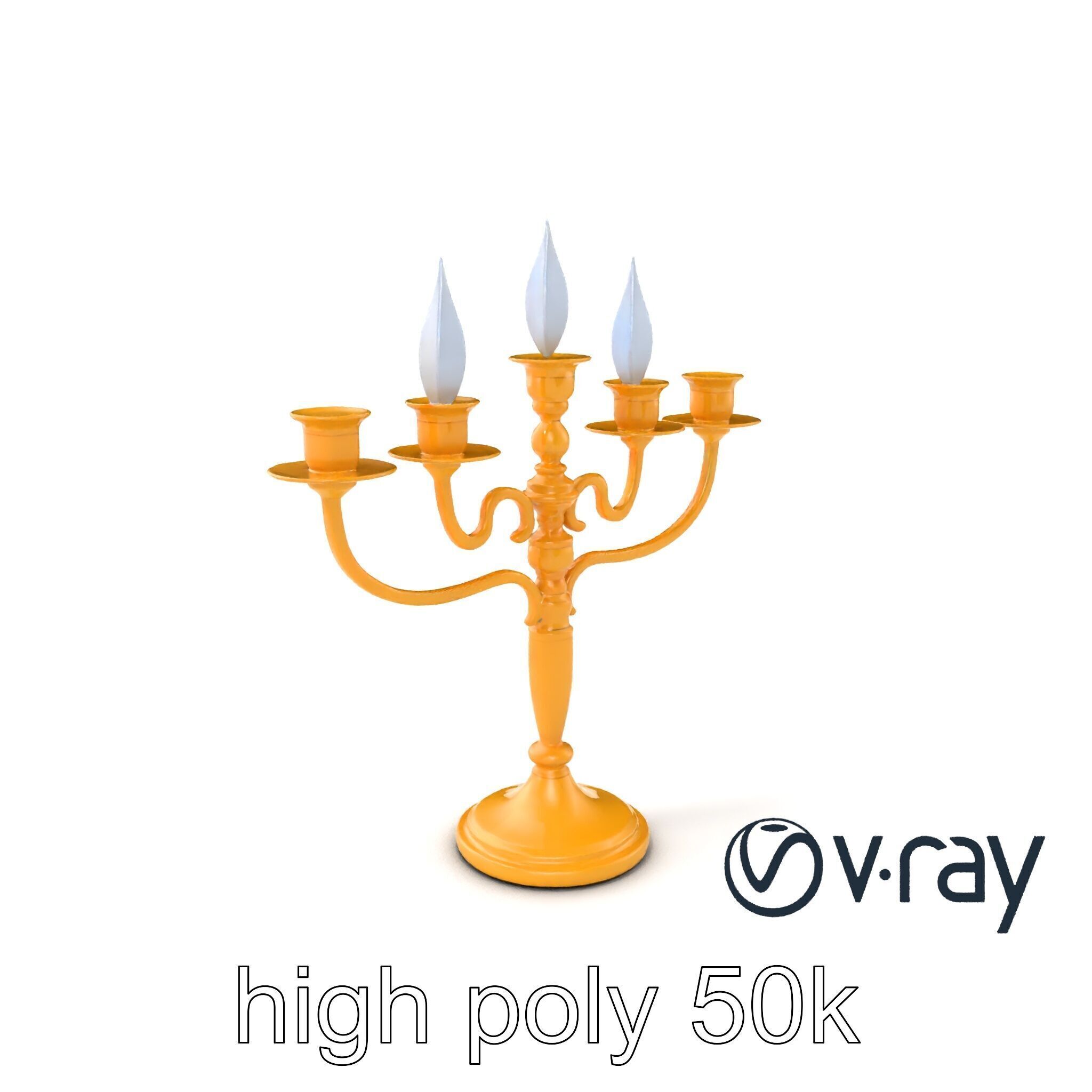 Elegant Brass Candelabra with Curved Arms model pack Low-poly 3D model_6