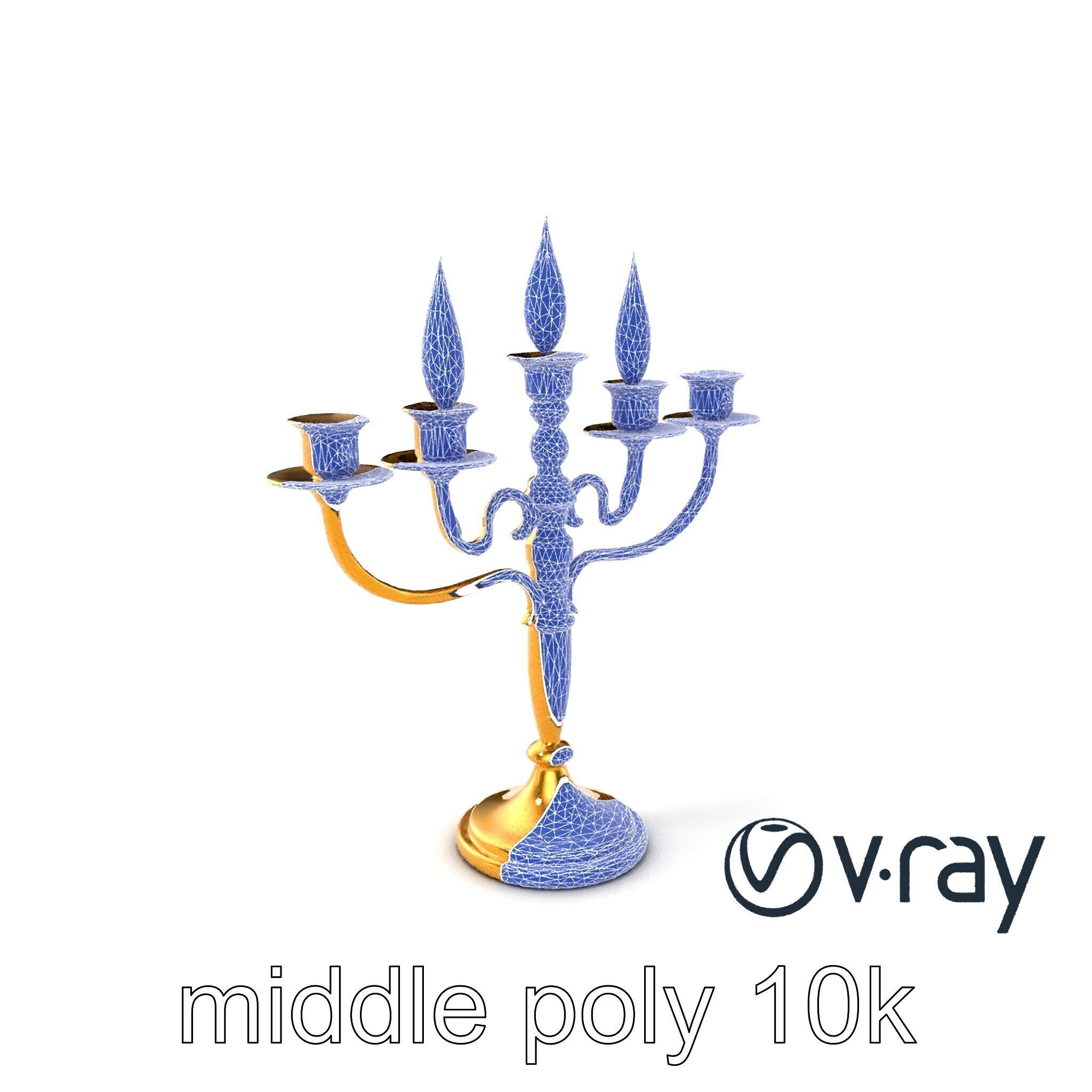 Elegant Brass Candelabra with Curved Arms model pack Low-poly 3D model_25