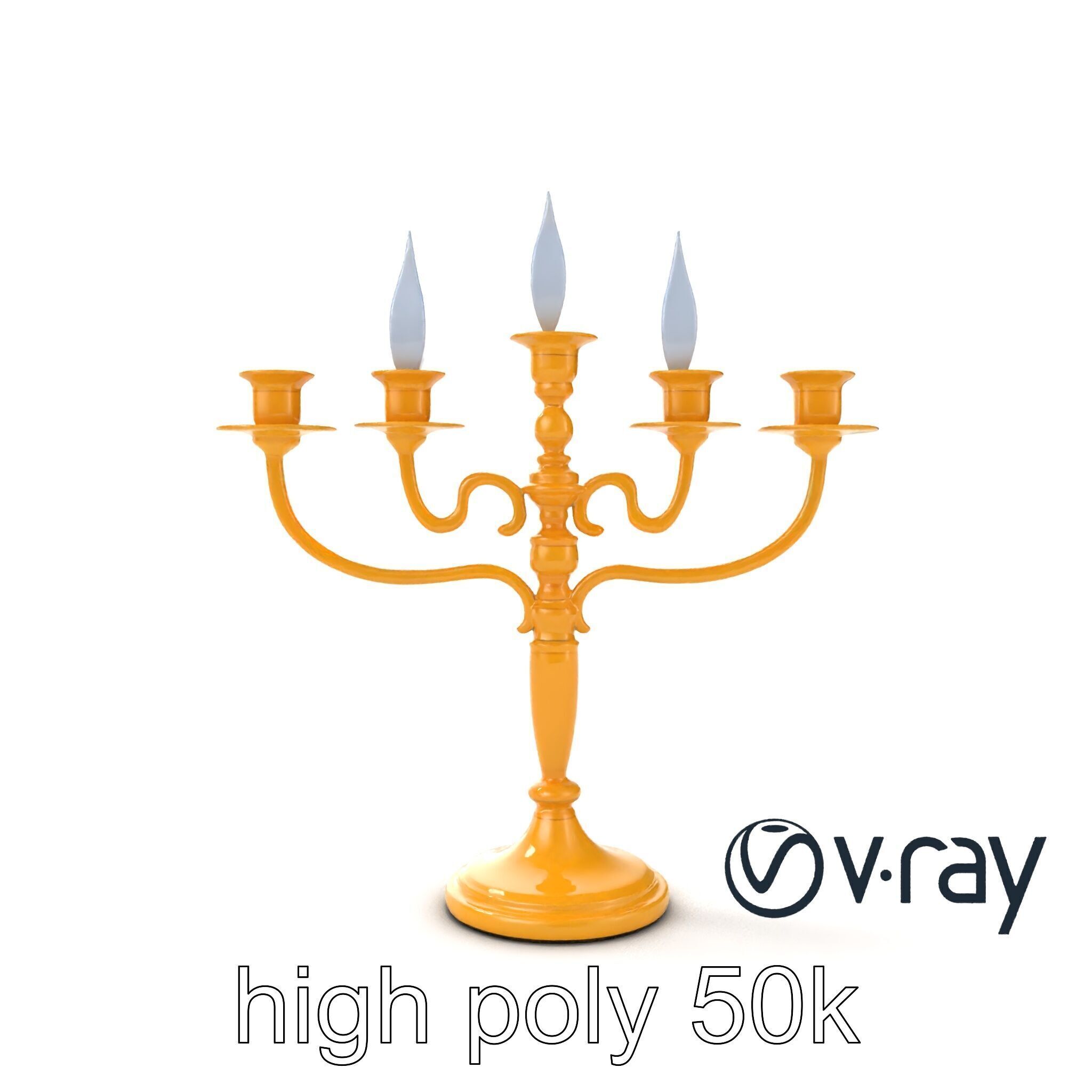 Elegant Brass Candelabra with Curved Arms model pack Low-poly 3D model_17