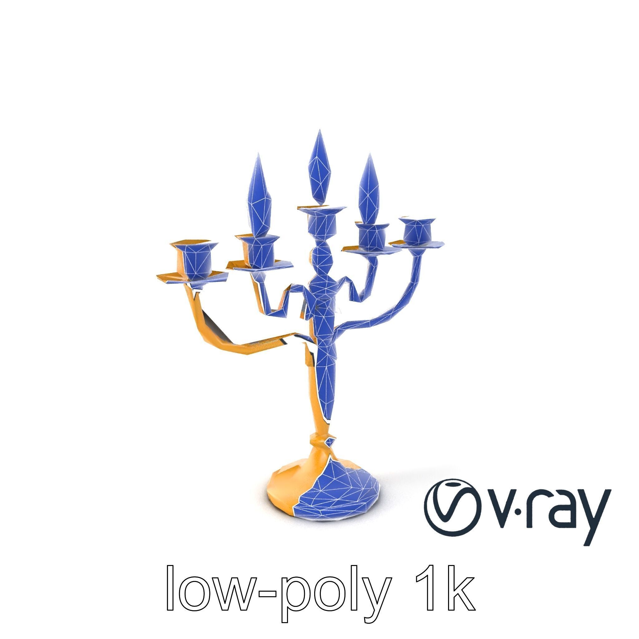Elegant Brass Candelabra with Curved Arms model pack Low-poly 3D model_10