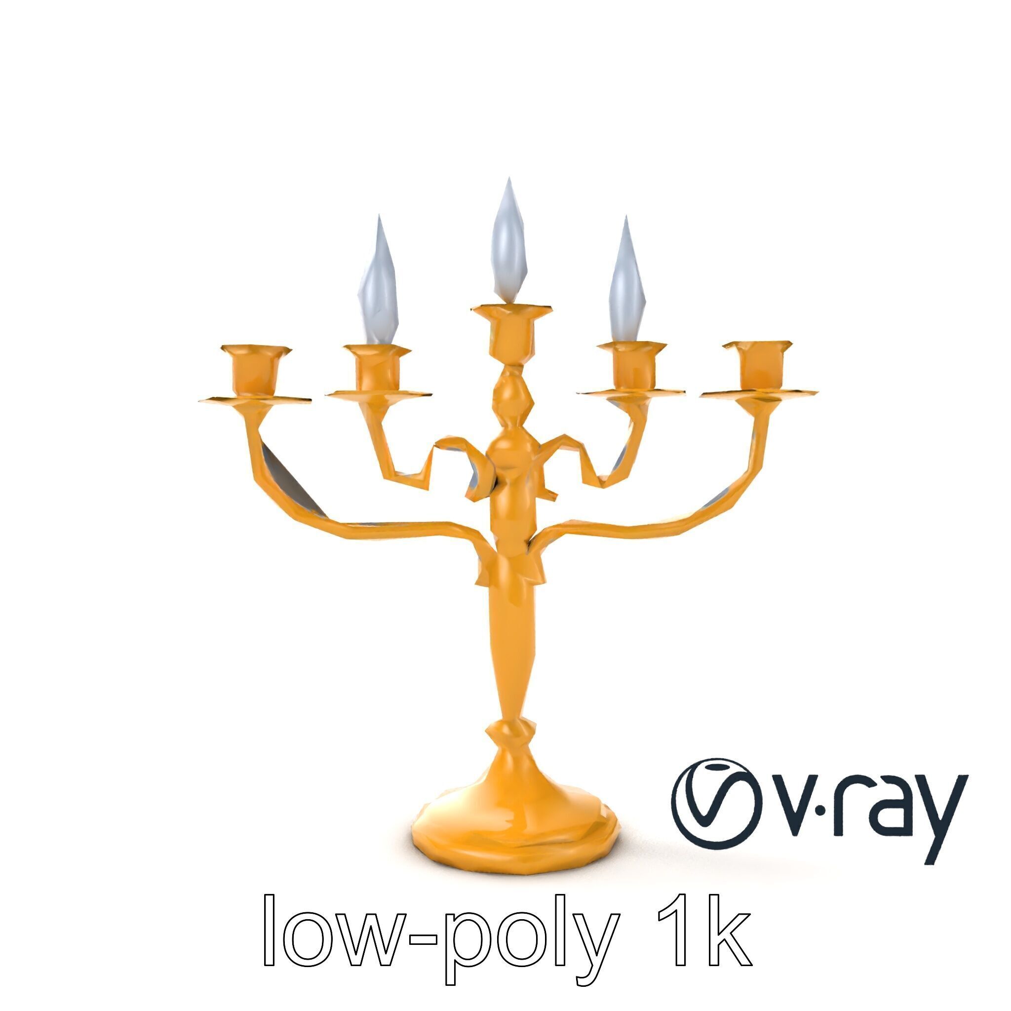 Elegant Brass Candelabra with Curved Arms model pack Low-poly 3D model_16