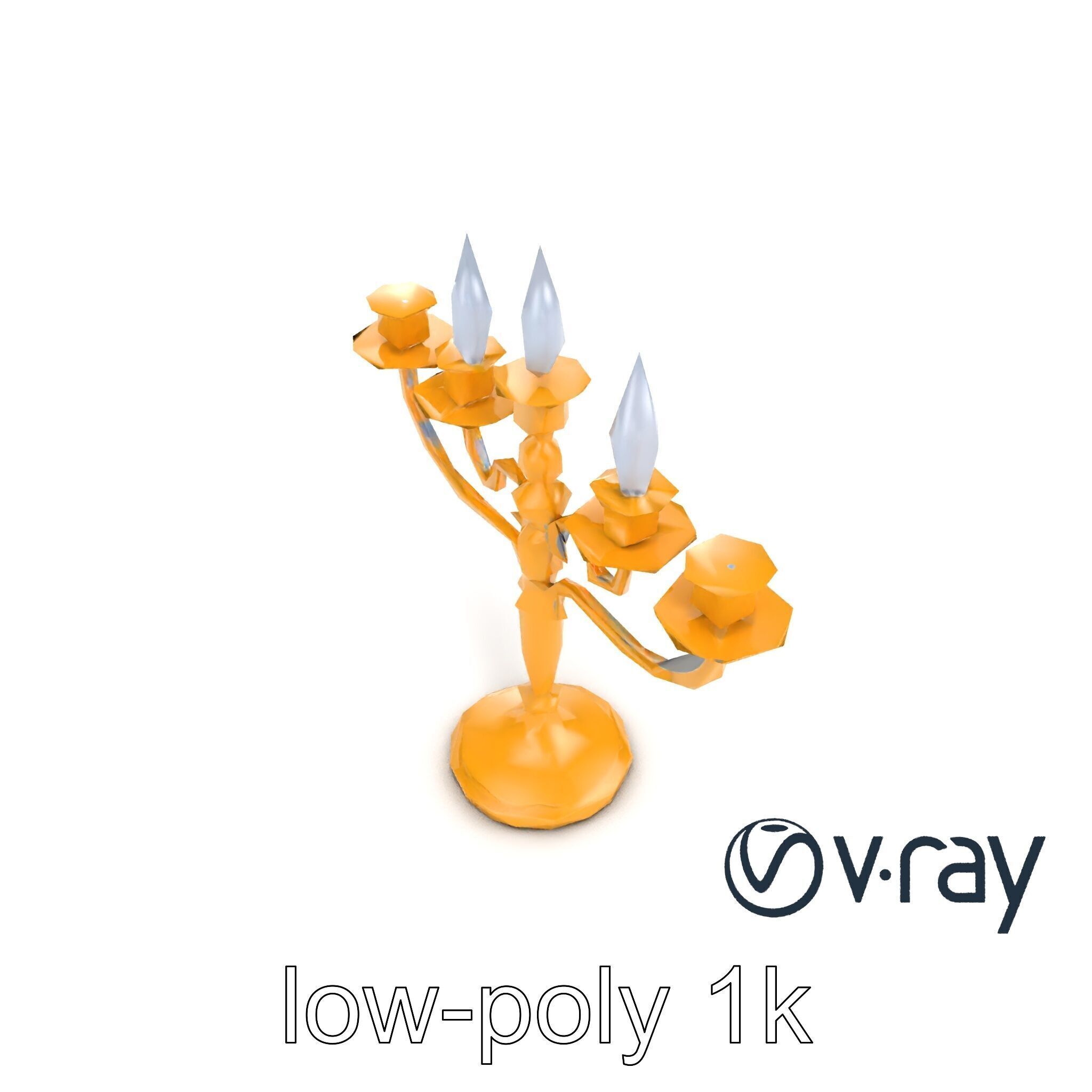 Elegant Brass Candelabra with Curved Arms model pack Low-poly 3D model_8