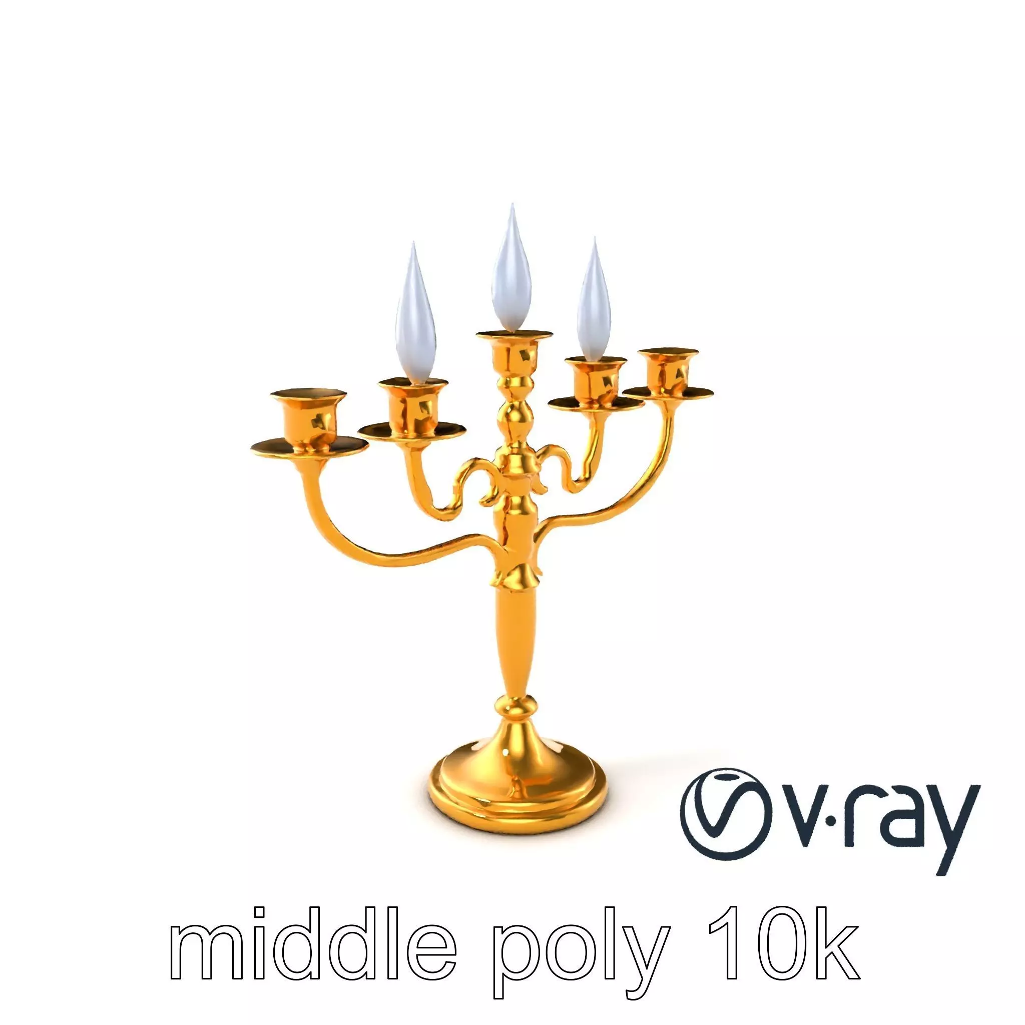 Elegant Brass Candelabra with Curved Arms model pack Low-poly 3D model_0