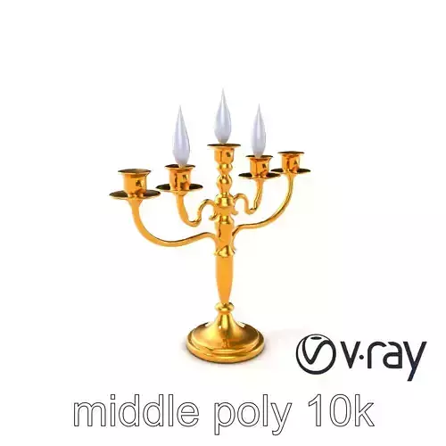 Elegant Brass Candelabra with Curved Arms model pack