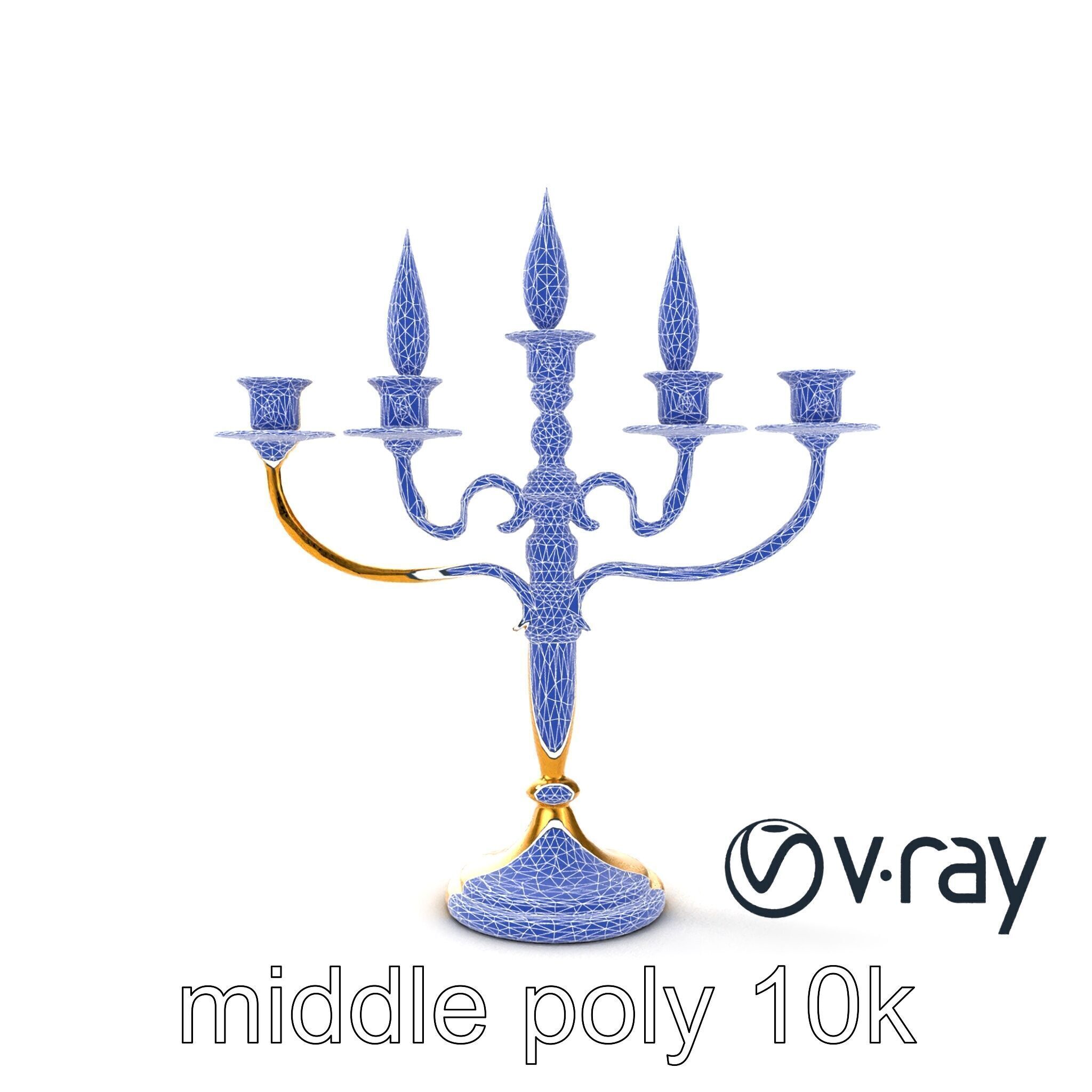 Elegant Brass Candelabra with Curved Arms model pack Low-poly 3D model_26