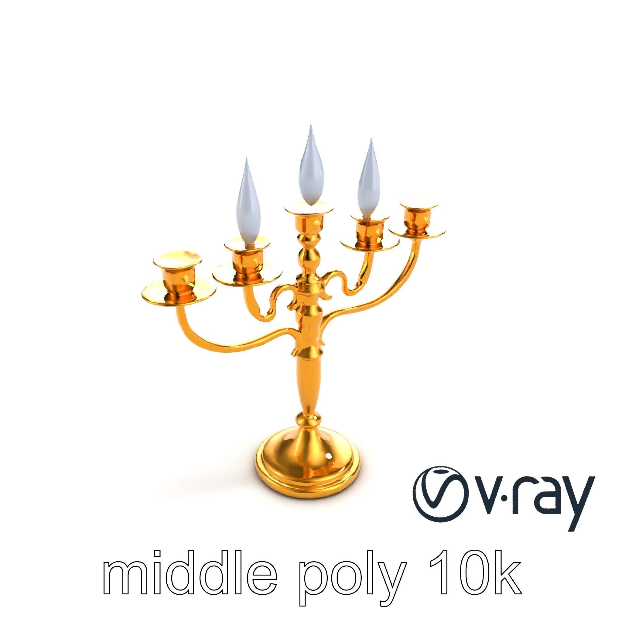Elegant Brass Candelabra with Curved Arms model pack Low-poly 3D model_4