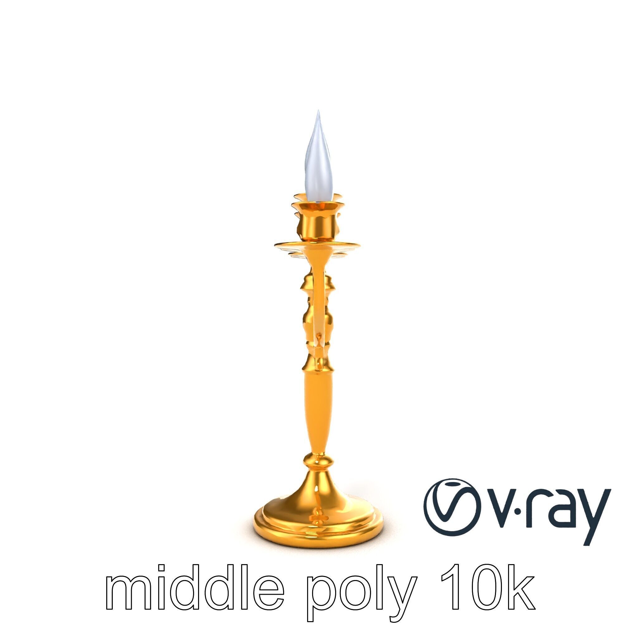 Elegant Brass Candelabra with Curved Arms model pack Low-poly 3D model_19