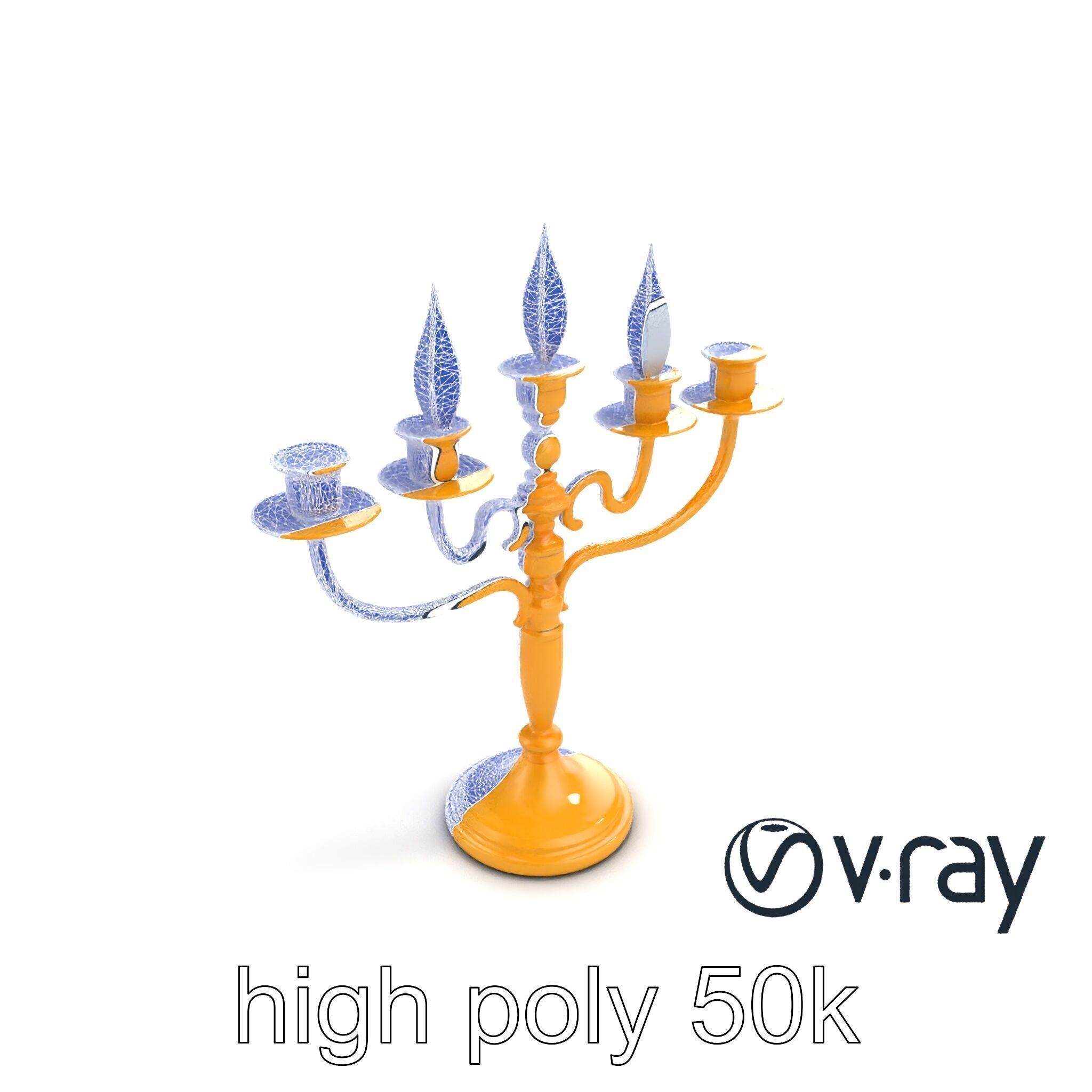 Elegant Brass Candelabra with Curved Arms model pack Low-poly 3D model_23