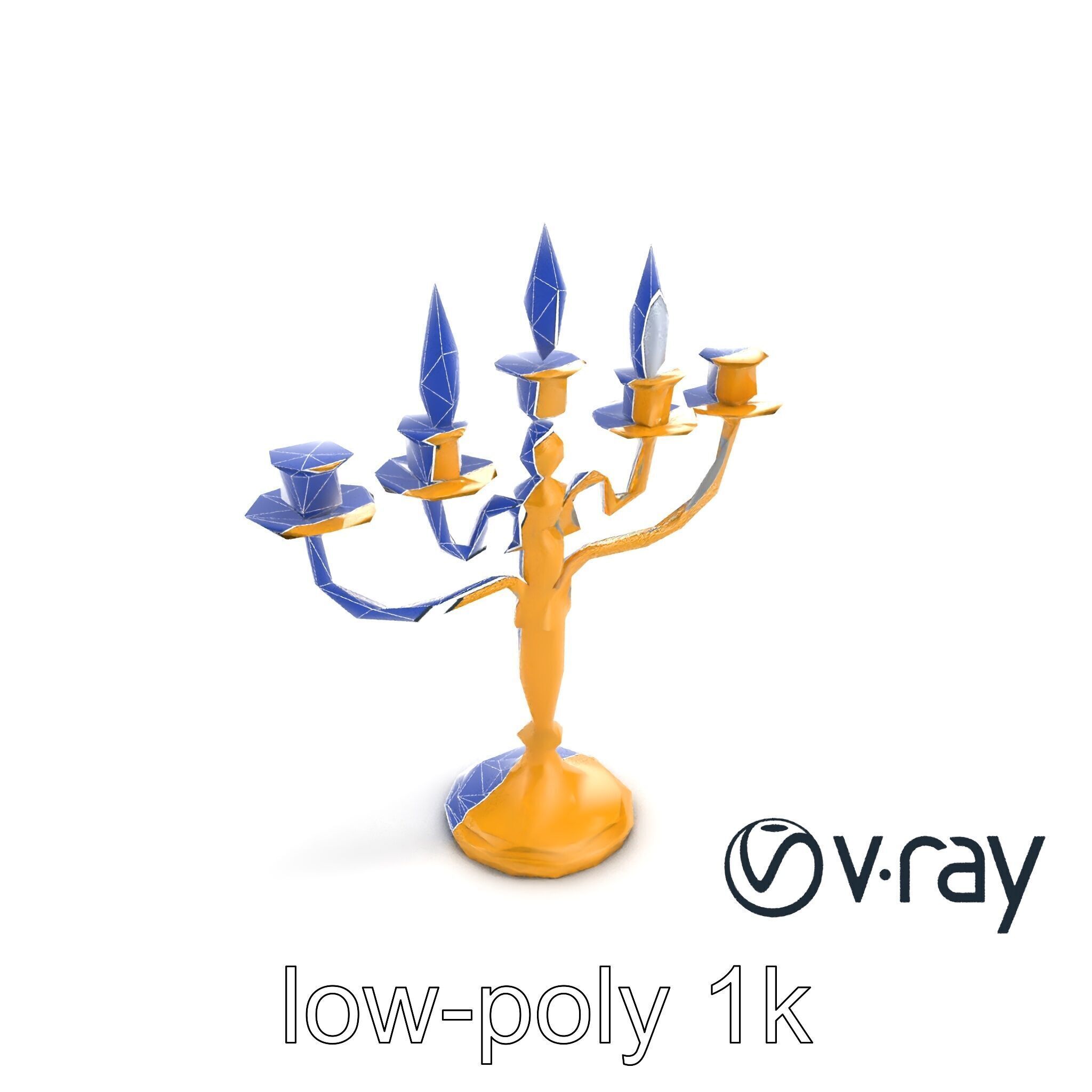 Elegant Brass Candelabra with Curved Arms model pack Low-poly 3D model_30