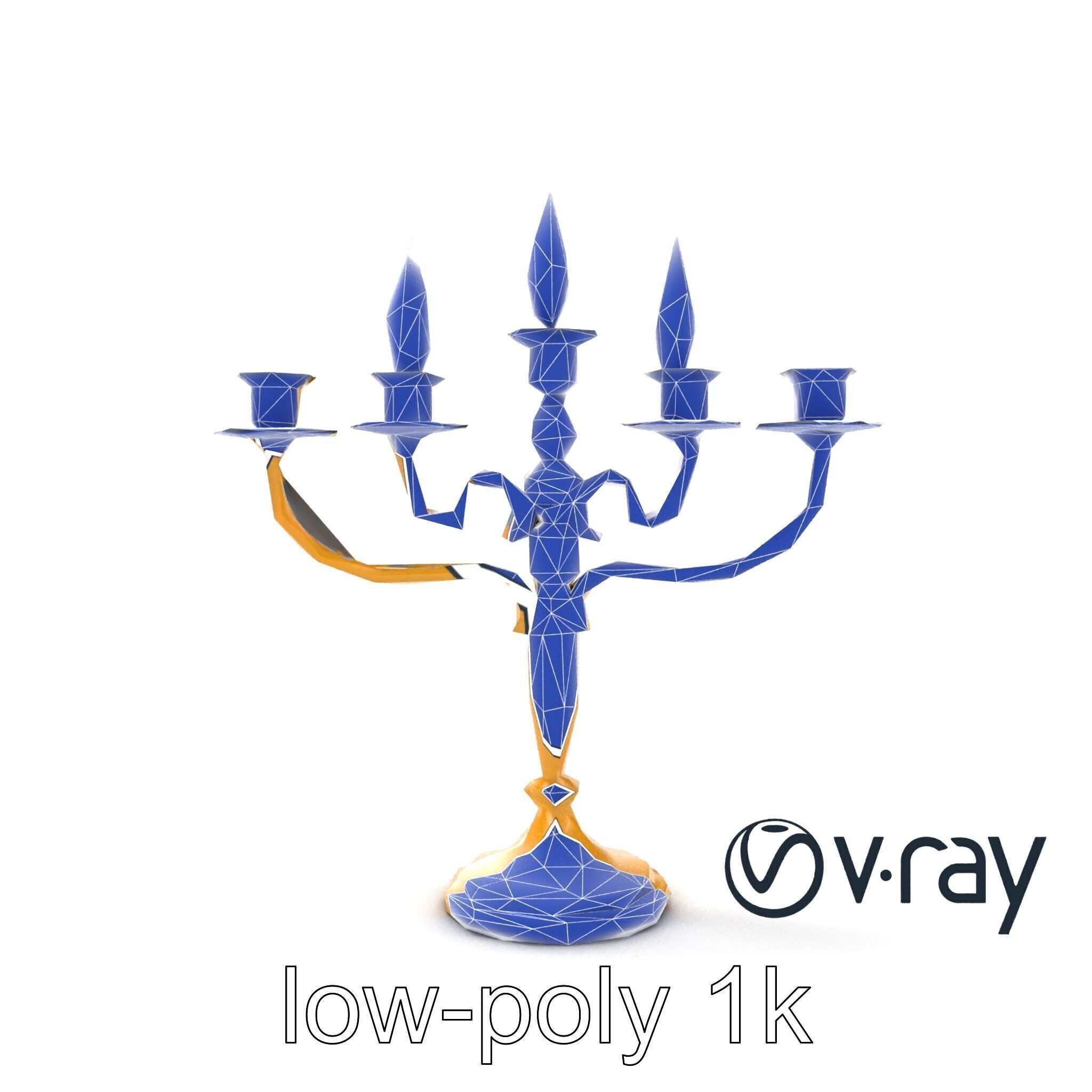 Elegant Brass Candelabra with Curved Arms model pack Low-poly 3D model_11