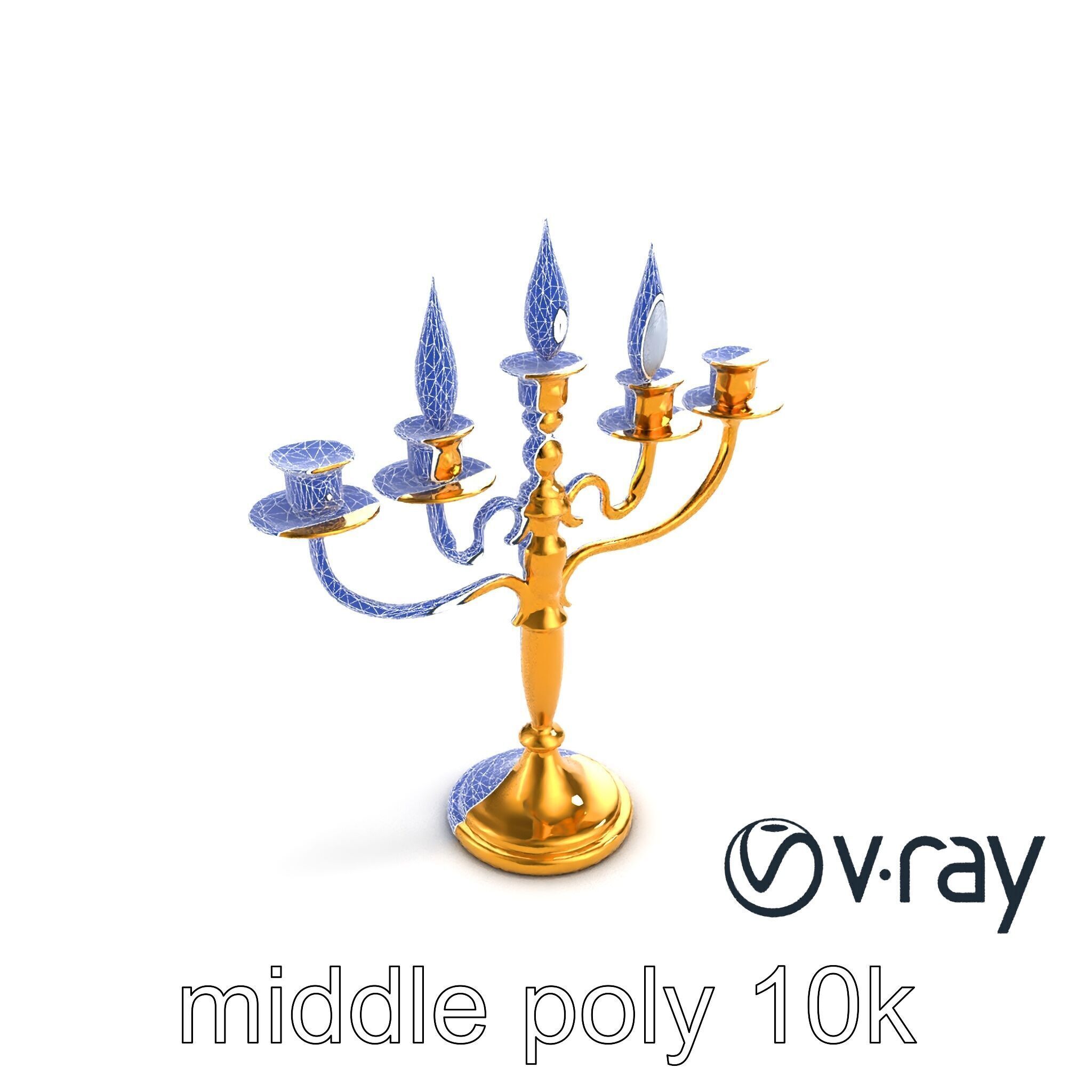 Elegant Brass Candelabra with Curved Arms model pack Low-poly 3D model_13